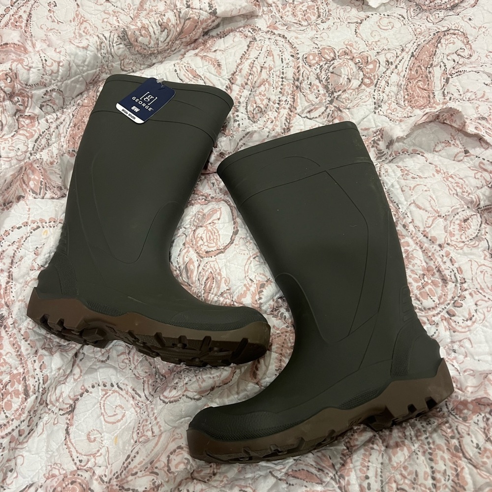 George 8 Dark Green Rubber Boots